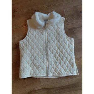 Chicos Travelers (3) Wonderland Vest Quilted Faux Fur Collar Cream XL